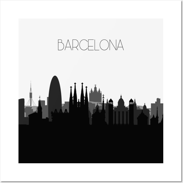 Barcelona Skyline Wall Art by inspirowl